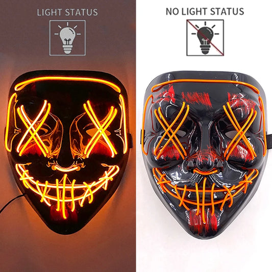 Orange LED Rave & Festival Mask – Luminous Glow-in-the-Dark EL Wire Mask