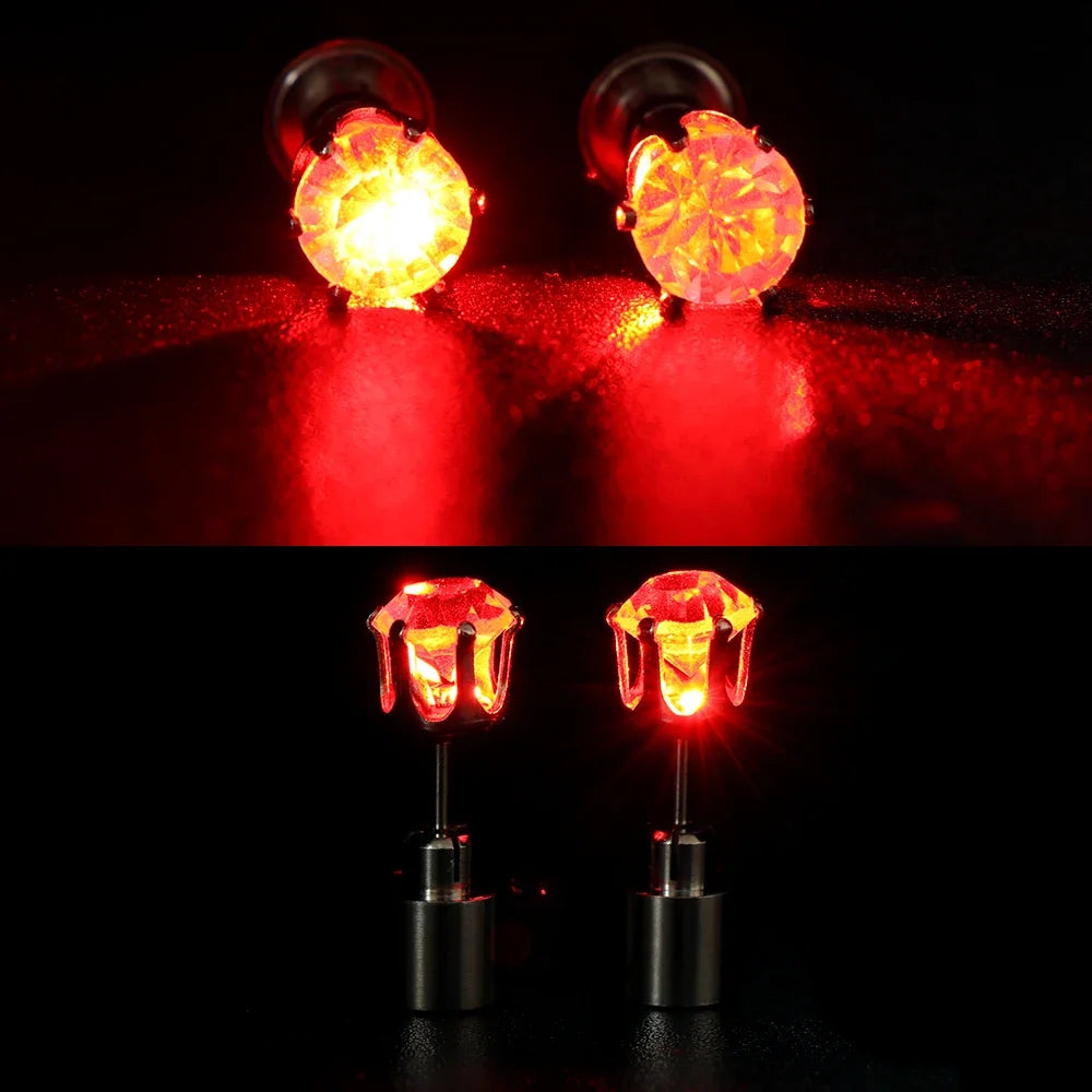 LED Crystal Glow Earrings – Light Up Stainless Steel Rave Jewelry