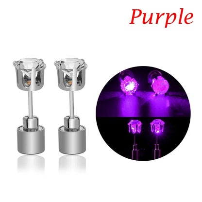 LED Crystal Glow Earrings – Light Up Stainless Steel Rave Jewelry