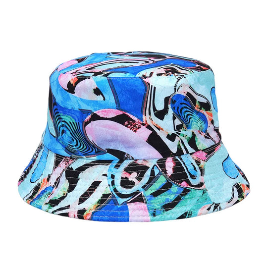 Graffiti Print Bucket Hat – Cotton Streetwear Sun Hat for Raves & Festivals