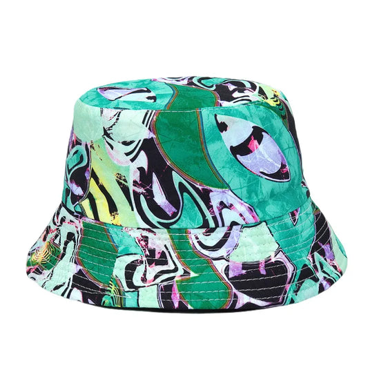 Graffiti Print Bucket Hat – Cotton Streetwear Sun Hat for Raves & Festivals