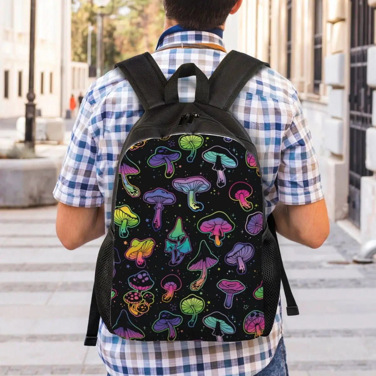 Magic Mushroom Rave & Festival Backpack – Psychedelic Lightweight Daypack for Men & Women