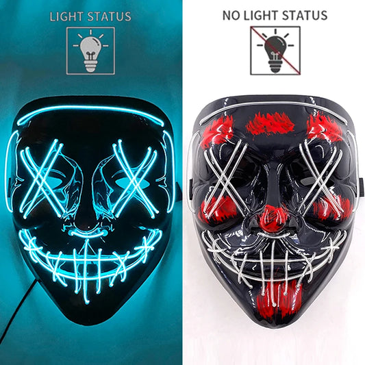 Light Blue LED Rave & Festival Mask – Luminous Glow-in-the-Dark EL Wire Mask