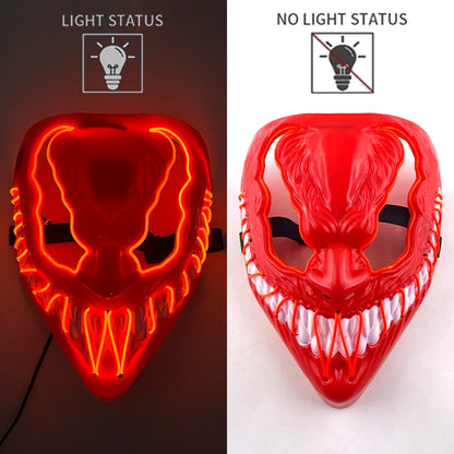 Red Venom LED Rave & Festival Mask – Luminous Glow-in-the-Dark EL Wire Mask