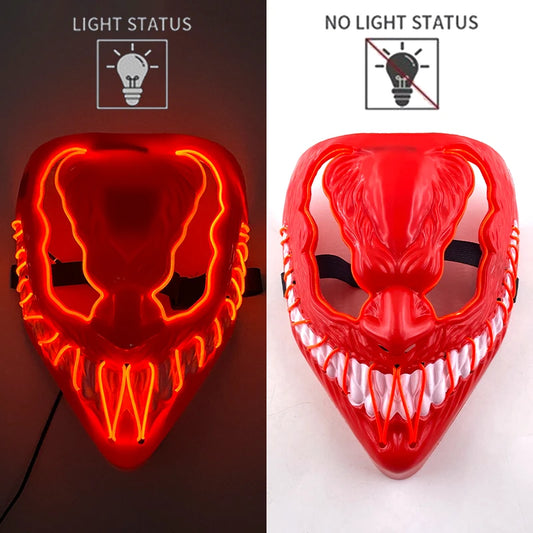 Red Venom LED Rave & Festival Mask – Luminous Glow-in-the-Dark EL Wire Mask