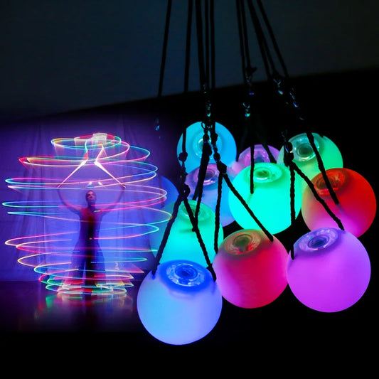 Belly Dance RGB LED POI Balls – Color-changing flow props for raves & festivals