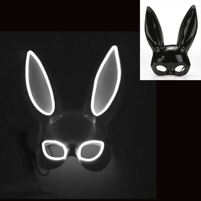Luminous Bunny Mask – Sexy Black Rabbit Half Face Rave & Festival Mask