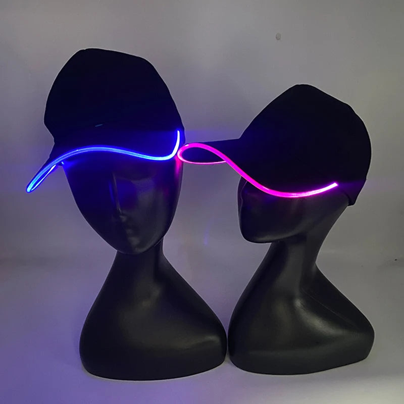Adult LED Optical Fiber Baseball Cap – Glowing Party Hat for Raves & Festivals