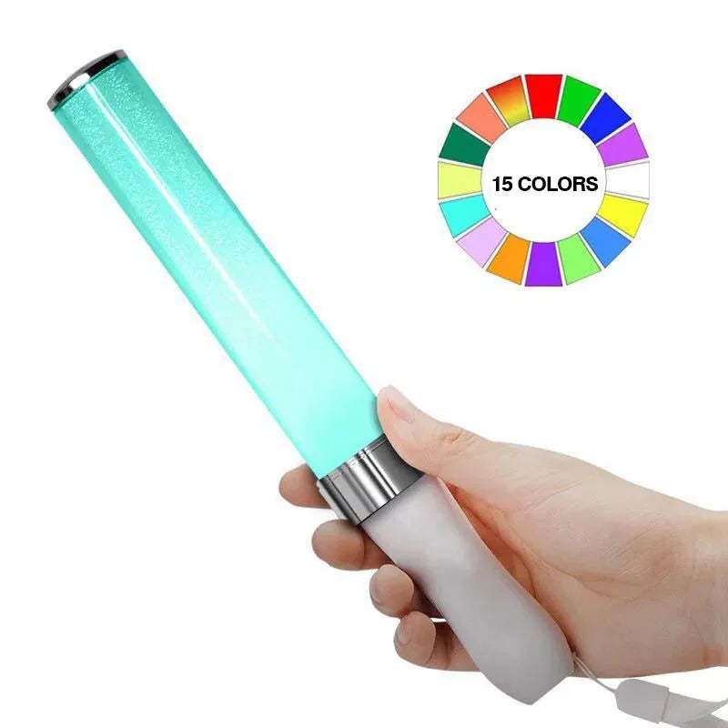 Battery Powered LED Glow Stick – 15-Color Light Stick for Festivals & Concerts