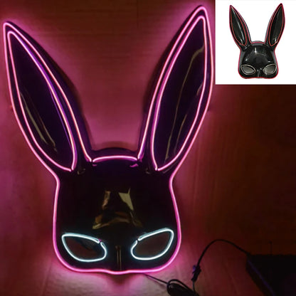 Luminous Bunny Mask – Sexy Black Rabbit Half Face Rave & Festival Mask