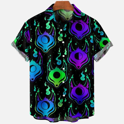 Psychedelic Hawaiian Shirt – 3D Print Loose Summer Festival Top for Men