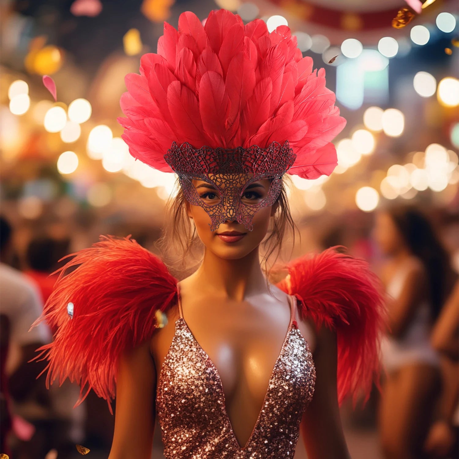 Colorful Feather Mask – Carnival/Halloween Cosplay Party Headpiece