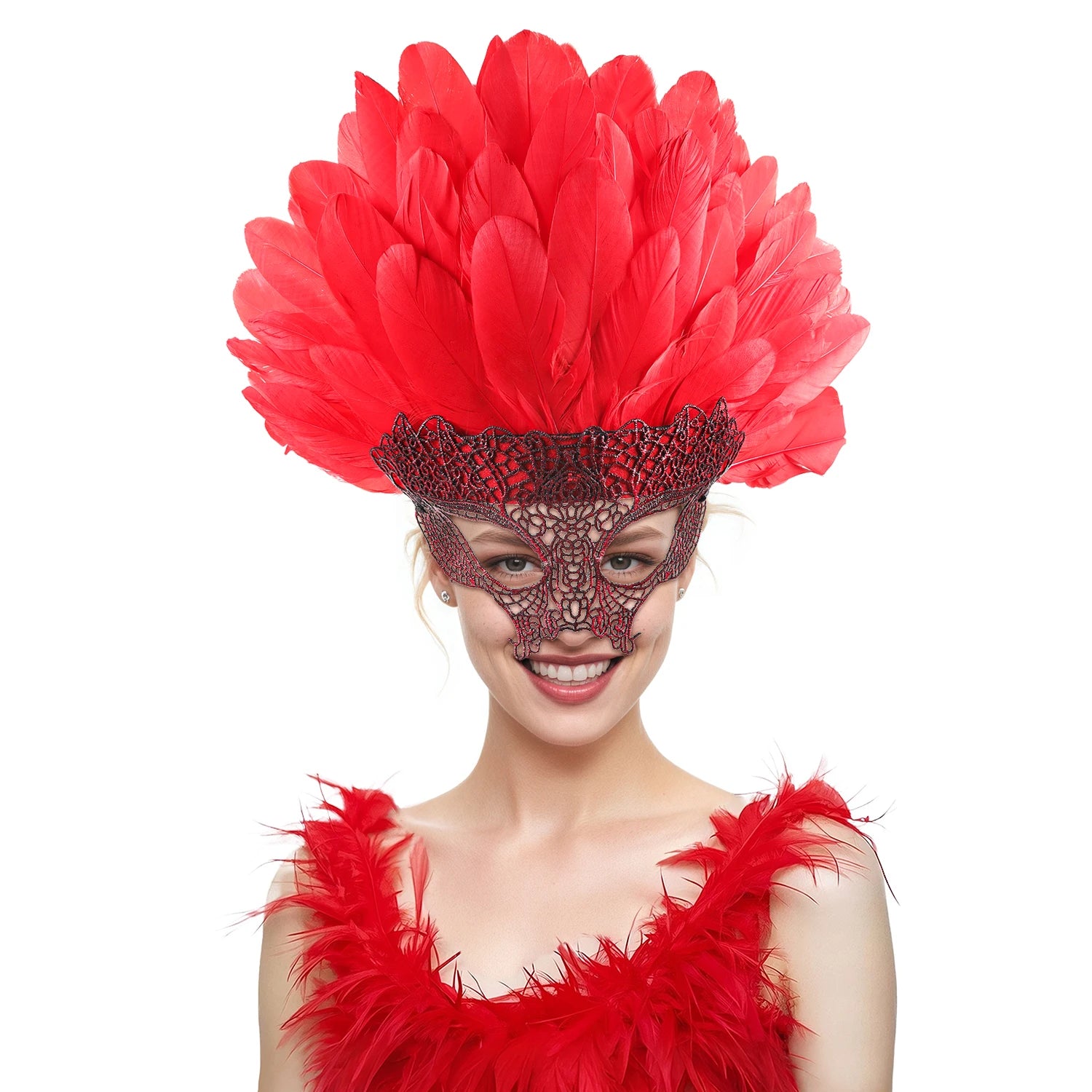 Colorful Feather Mask – Carnival/Halloween Cosplay Party Headpiece