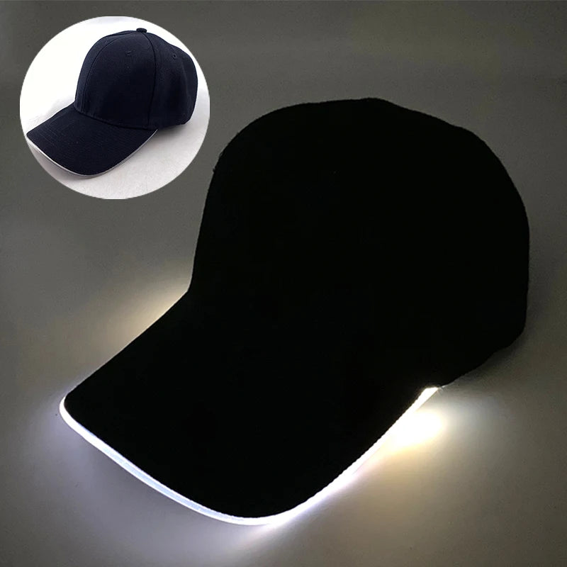 Adult LED Optical Fiber Baseball Cap – Glowing Party Hat for Raves & Festivals