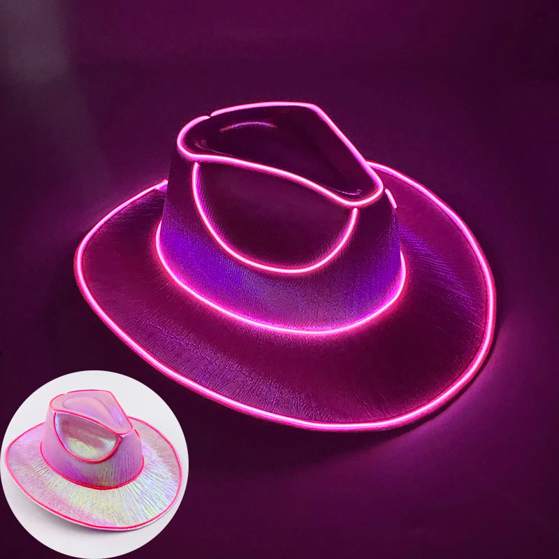 LED Disco Cowgirl Hat – Glowing Neon Western Light-Up Festival Cap