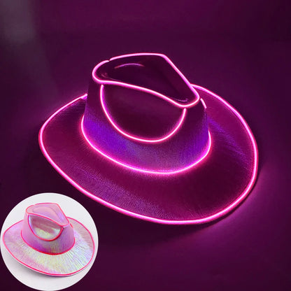 LED Disco Cowgirl Hat – Glowing Neon Western Light-Up Festival Cap