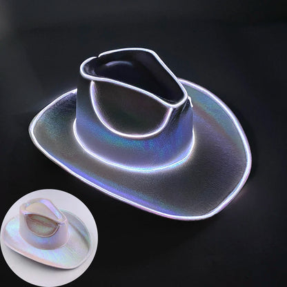LED Disco Cowgirl Hat – Glowing Neon Western Light-Up Festival Cap