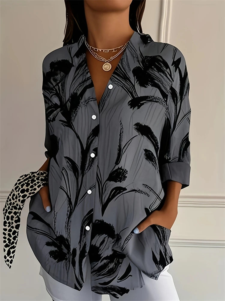 Tie-Dye Button Up Festival Shirt – Textured Lapel Blouse for Women