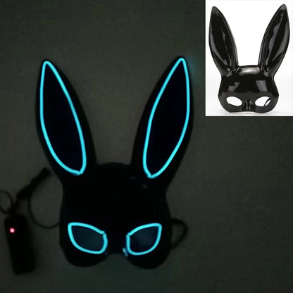 Luminous Bunny Mask – Sexy Black Rabbit Half Face Rave & Festival Mask