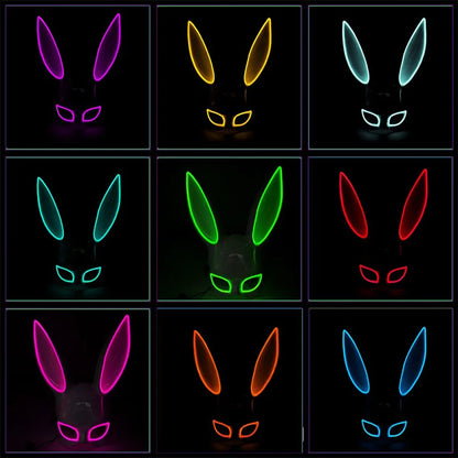 Luminous Bunny Mask – Sexy Black Rabbit Half Face Rave & Festival Mask