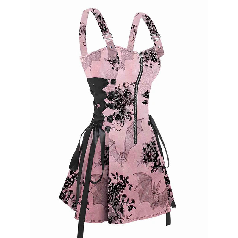 Psychedelic Festival Mini Dress – Lace-Up Festival Zipper Dress for Women