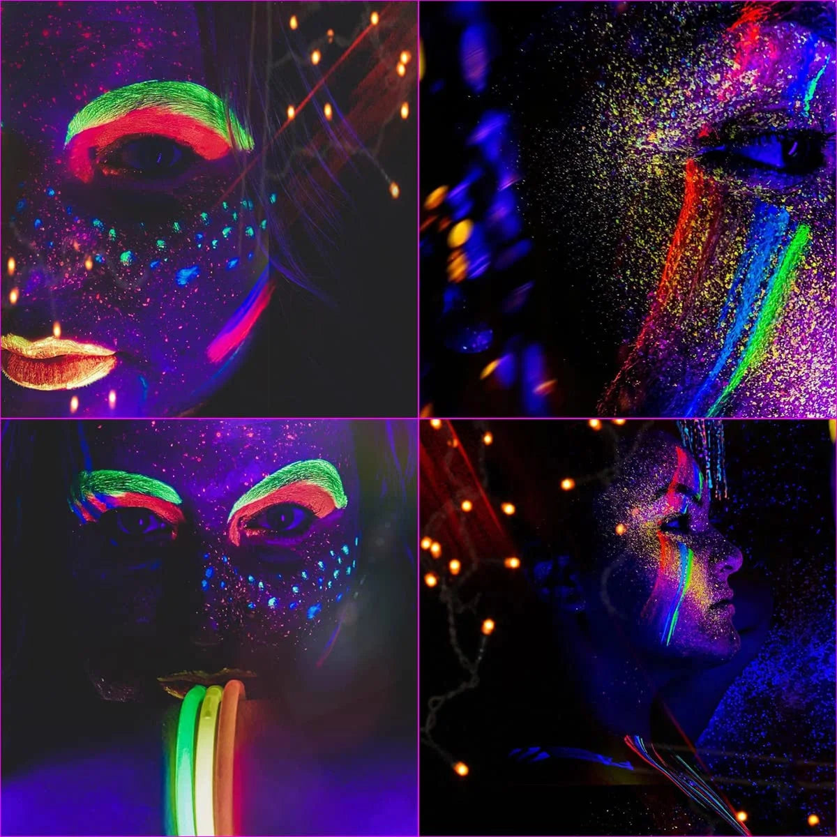 8-Piece UV Glow Body Paint Set – Neon Fluorescent Face & Body Makeup for Raves and Festivals