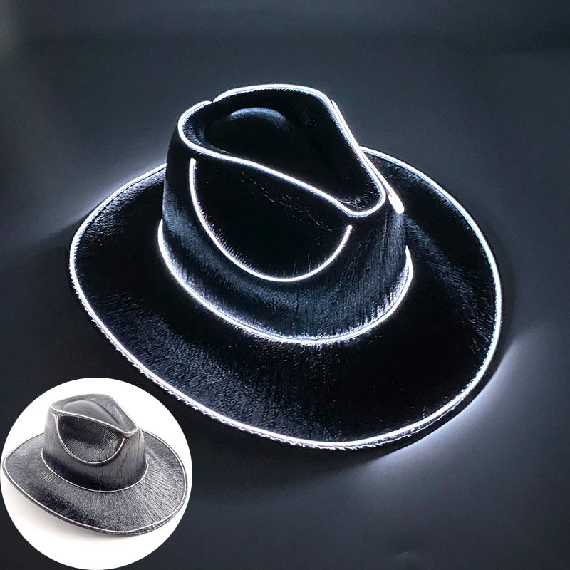 LED Disco Cowgirl Hat – Glowing Neon Western Light-Up Festival Cap