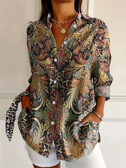Tie-Dye Button Up Festival Shirt – Textured Lapel Blouse for Women