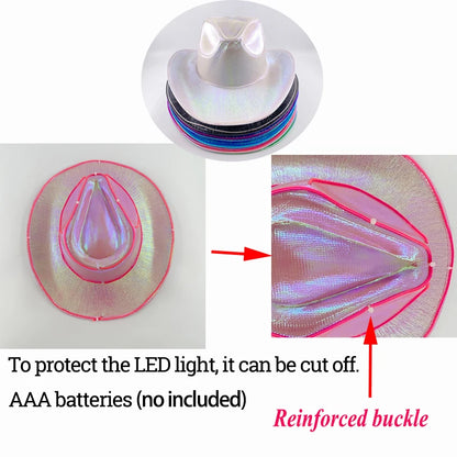 LED Disco Cowgirl Hat – Glowing Neon Western Light-Up Festival Cap