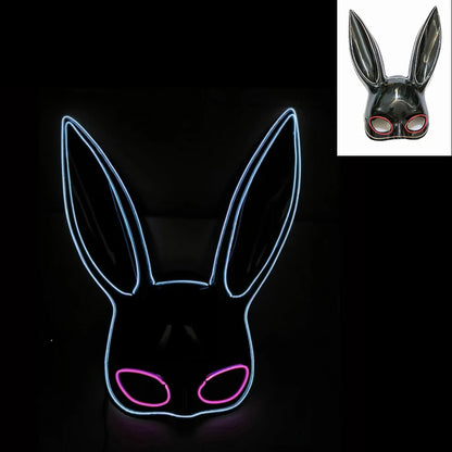 Luminous Bunny Mask – Sexy Black Rabbit Half Face Rave & Festival Mask