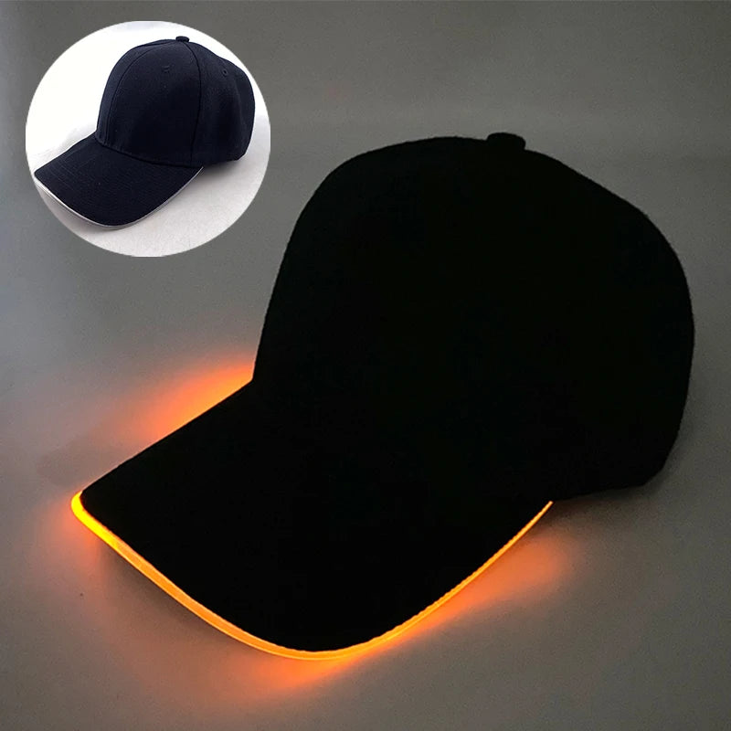 Adult LED Optical Fiber Baseball Cap – Glowing Party Hat for Raves & Festivals