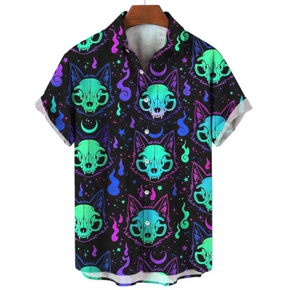 Psychedelic Hawaiian Shirt – 3D Print Loose Summer Festival Top for Men