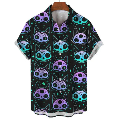Psychedelic Hawaiian Shirt – 3D Print Loose Summer Festival Top for Men
