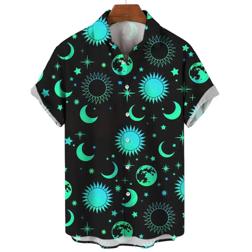 Psychedelic Hawaiian Shirt – 3D Print Loose Summer Festival Top for Men
