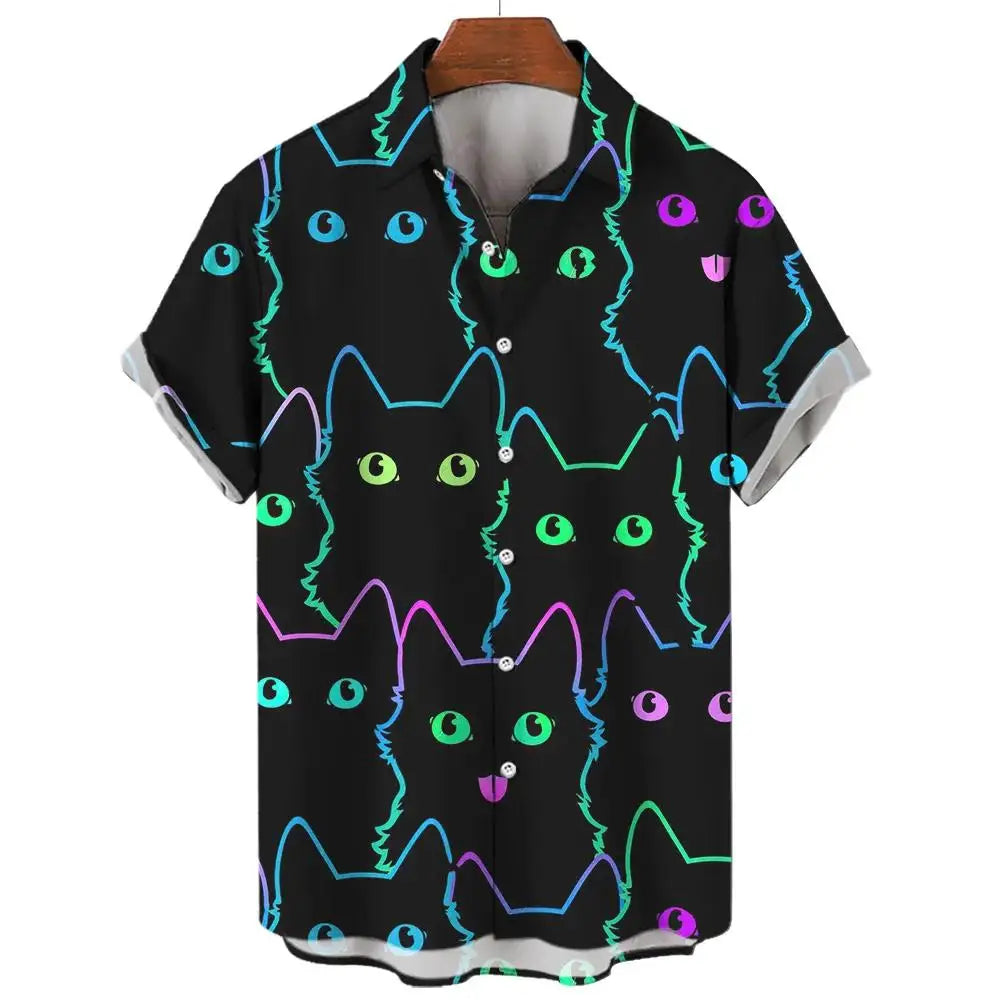Psychedelic Hawaiian Shirt – 3D Print Loose Summer Festival Top for Men
