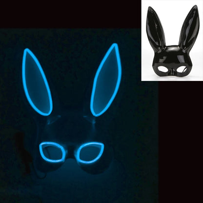 Luminous Bunny Mask – Sexy Black Rabbit Half Face Rave & Festival Mask