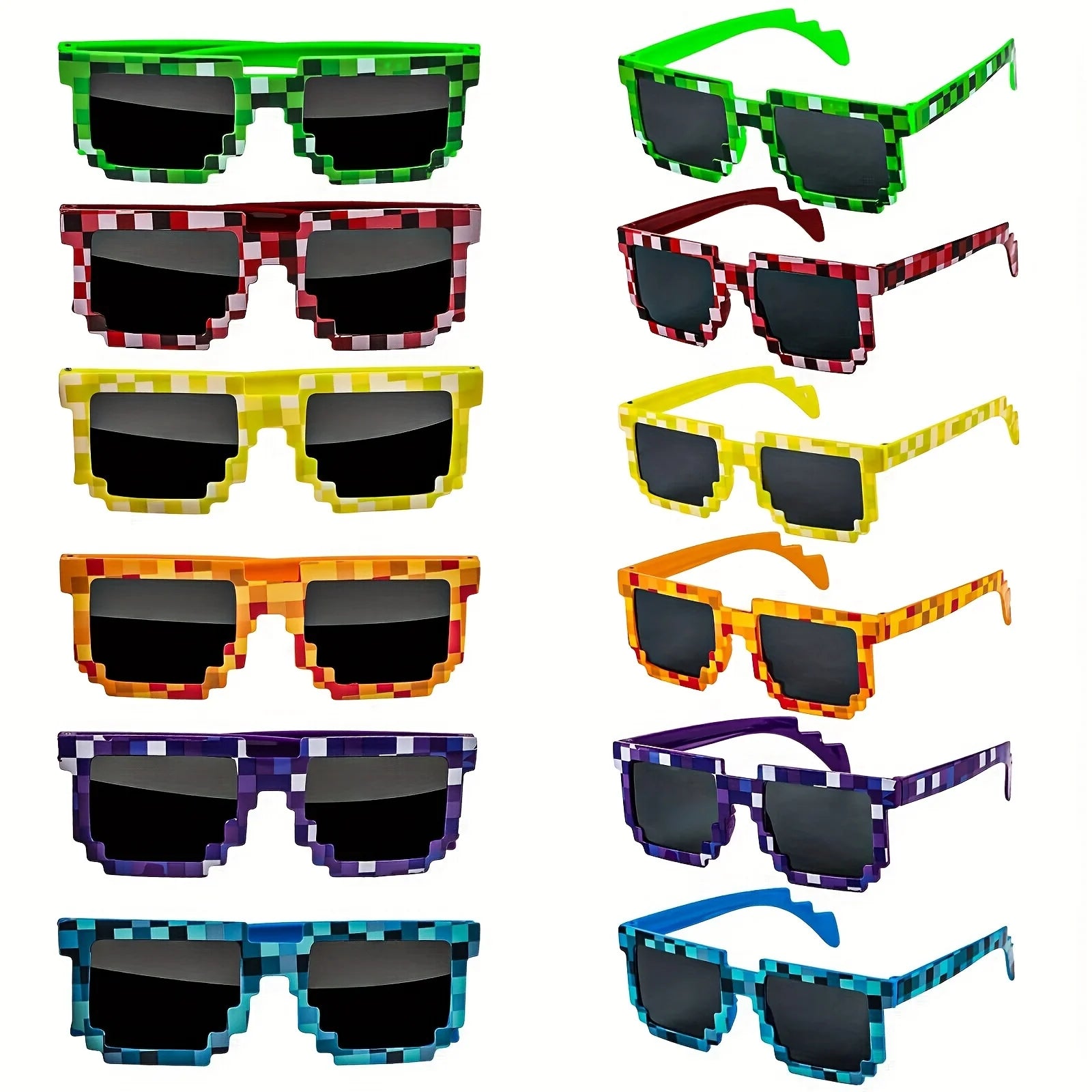 Retro Pixel Festival Sunglasses – 8-Bit Style Rave Glasses for Parties & Festivals