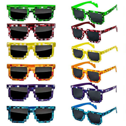 Retro Pixel Festival Sunglasses – 8-Bit Style Rave Glasses for Parties & Festivals