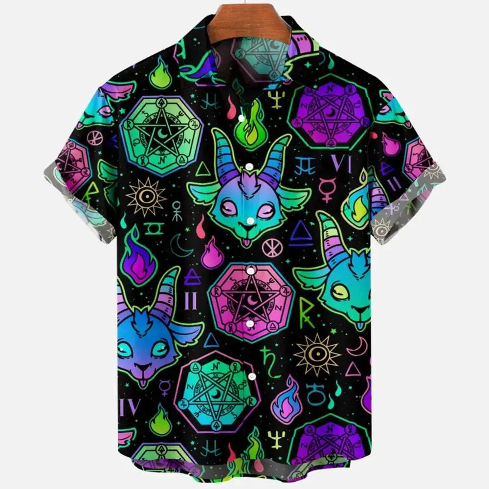 Psychedelic Hawaiian Shirt – 3D Print Loose Summer Festival Top for Men