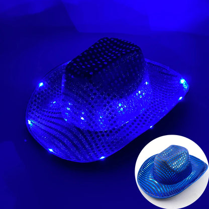 LED Disco Cowgirl Hat – Glowing Neon Western Light-Up Festival Cap