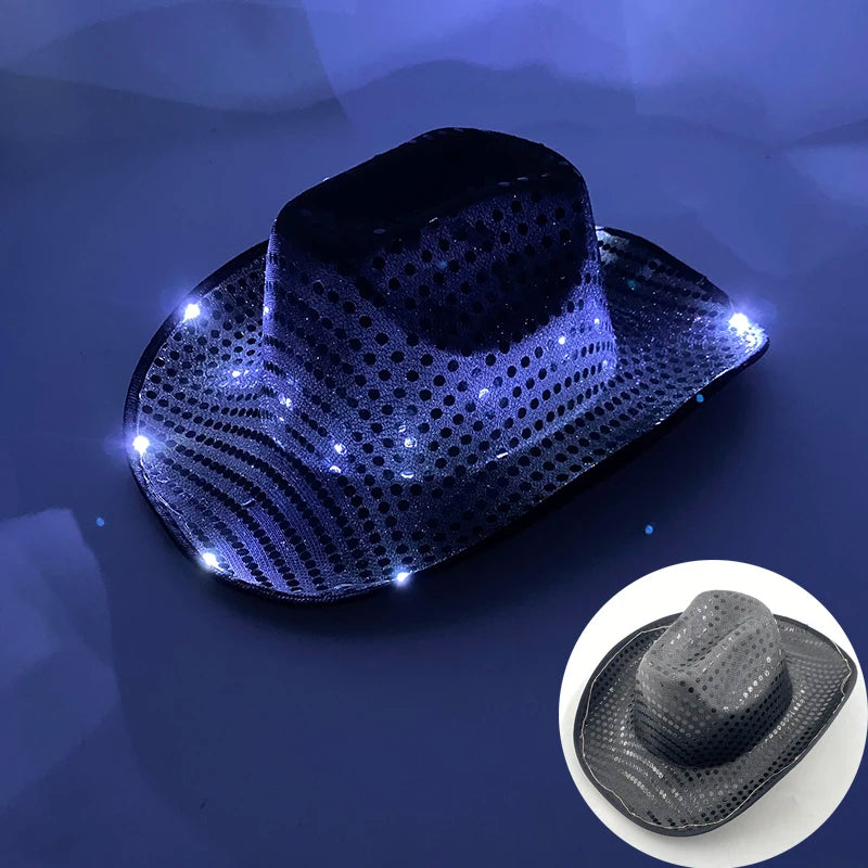 LED Disco Cowgirl Hat – Glowing Neon Western Light-Up Festival Cap