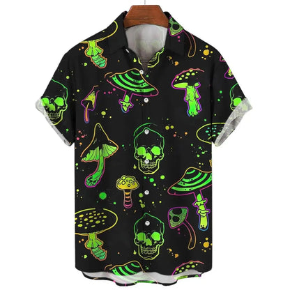 Psychedelic Hawaiian Shirt – 3D Print Loose Summer Festival Top for Men