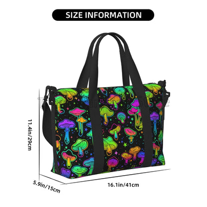 Trippy Magic Mushrooms Rave & Festival Travel Bag –  Shoulder & Crossbody Weekender