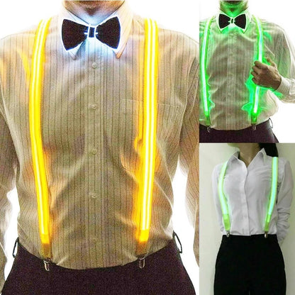 LED Suspenders & Bow Tie Set – Glowing Festival Party Accessories