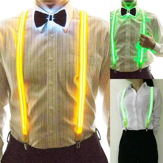LED Suspenders & Bow Tie Set – Glowing Festival Party Accessories