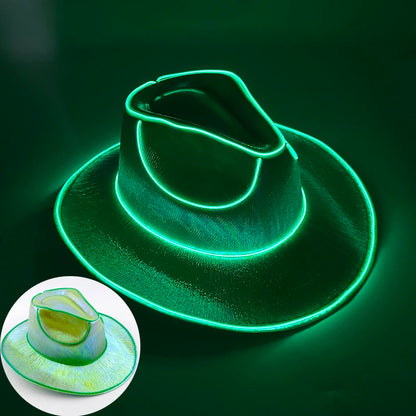 LED Disco Cowgirl Hat – Glowing Neon Western Light-Up Festival Cap