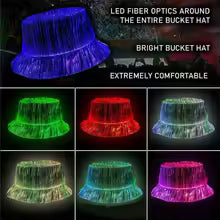 LED Fiber Optic Neon Fishermen Hat Luminous Changing Color Bucket Hat – Party & Festival LED Hat