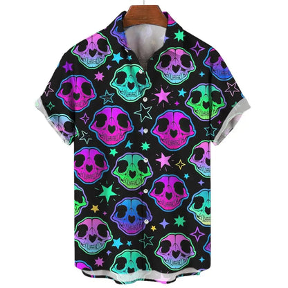 Psychedelic Hawaiian Shirt – 3D Print Loose Summer Festival Top for Men