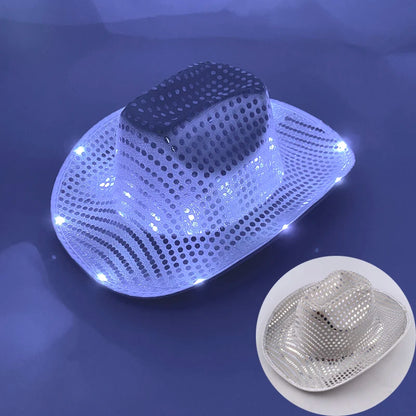 LED Disco Cowgirl Hat – Glowing Neon Western Light-Up Festival Cap