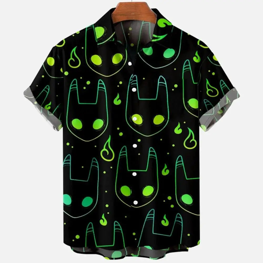 Psychedelic Hawaiian Shirt – 3D Print Loose Summer Festival Top for Men